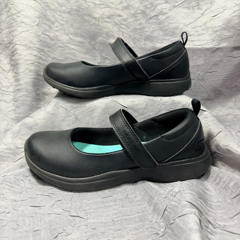 Skechers Kids Microburst 2.0 Be Nice Black Leather Mary Jane Shoes 2.5Y